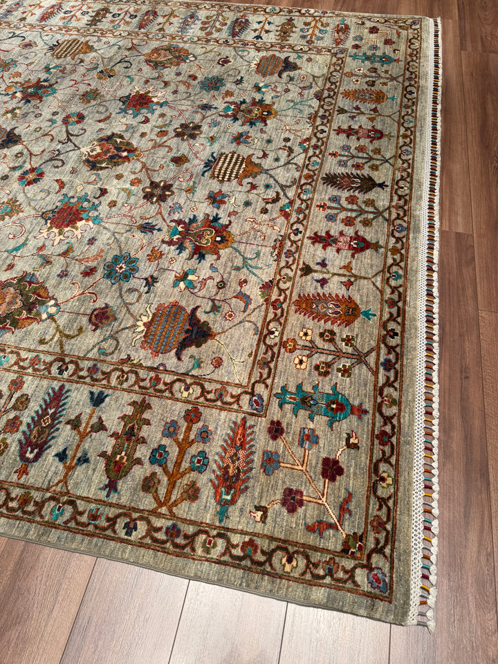 Sultani Binbirgece Orijinal El Dokuması Gri Kök Boya Yün Halı 243x301 7.31 Metrekare - 7x10 ft