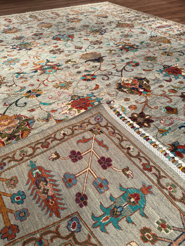 Sultani Binbirgece Orijinal El Dokuması Gri Kök Boya Yün Halı 243x301 7.31 Metrekare - 7x10 ft