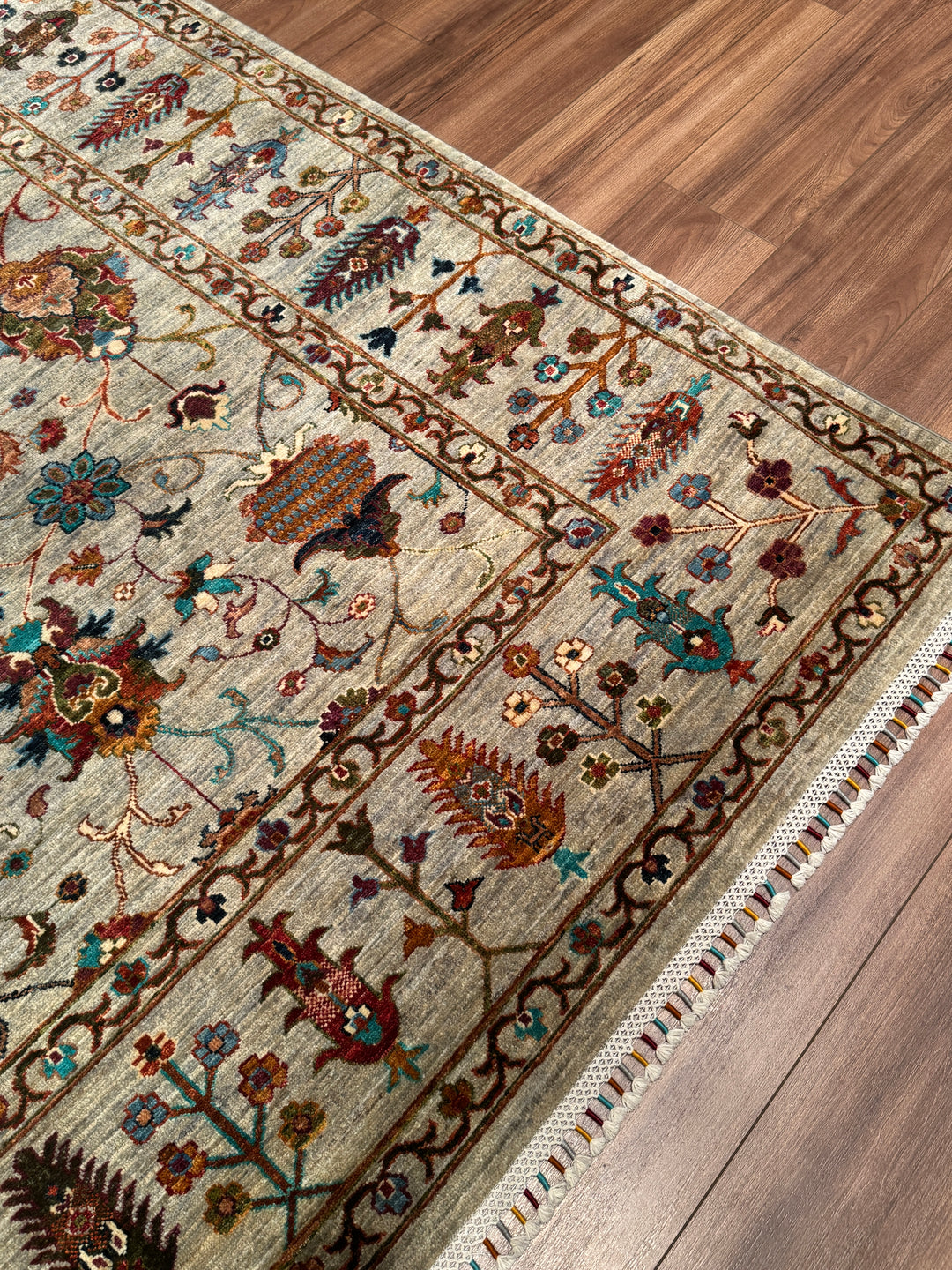 Sultani Binbirgece Orijinal El Dokuması Gri Kök Boya Yün Halı 243x301 7.31 Metrekare - 7x10 ft