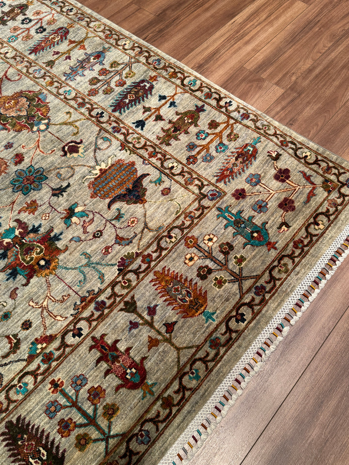 Sultani Binbirgece Orijinal El Dokuması Gri Kök Boya Yün Halı 243x301 7.31 Metrekare - 7x10 ft