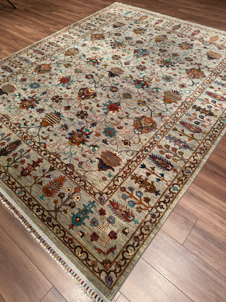 Sultani Binbirgece Orijinal El Dokuması Gri Kök Boya Yün Halı 243x301 7.31 Metrekare - 7x10 ft