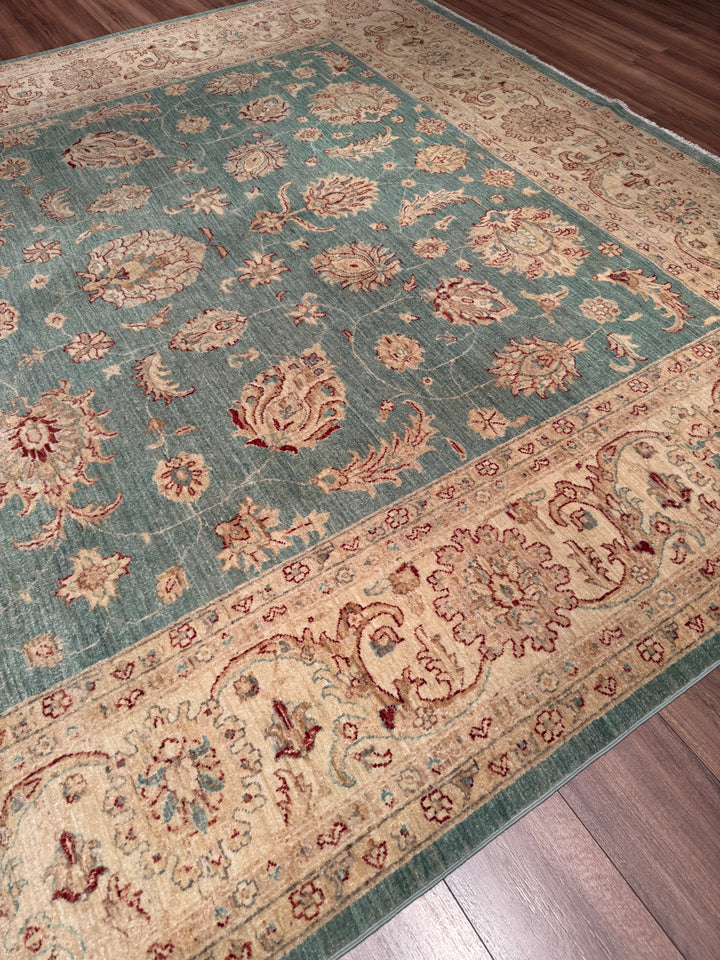 Uşak Orijinal El Dokuması Turkuaz Kök Boya Yün Halı 274x373 10.22 Metrekare - 10x14 ft