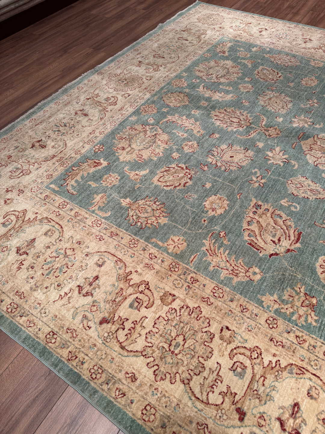 Uşak Orijinal El Dokuması Turkuaz Kök Boya Yün Halı 274x373 10.22 Metrekare - 10x14 ft