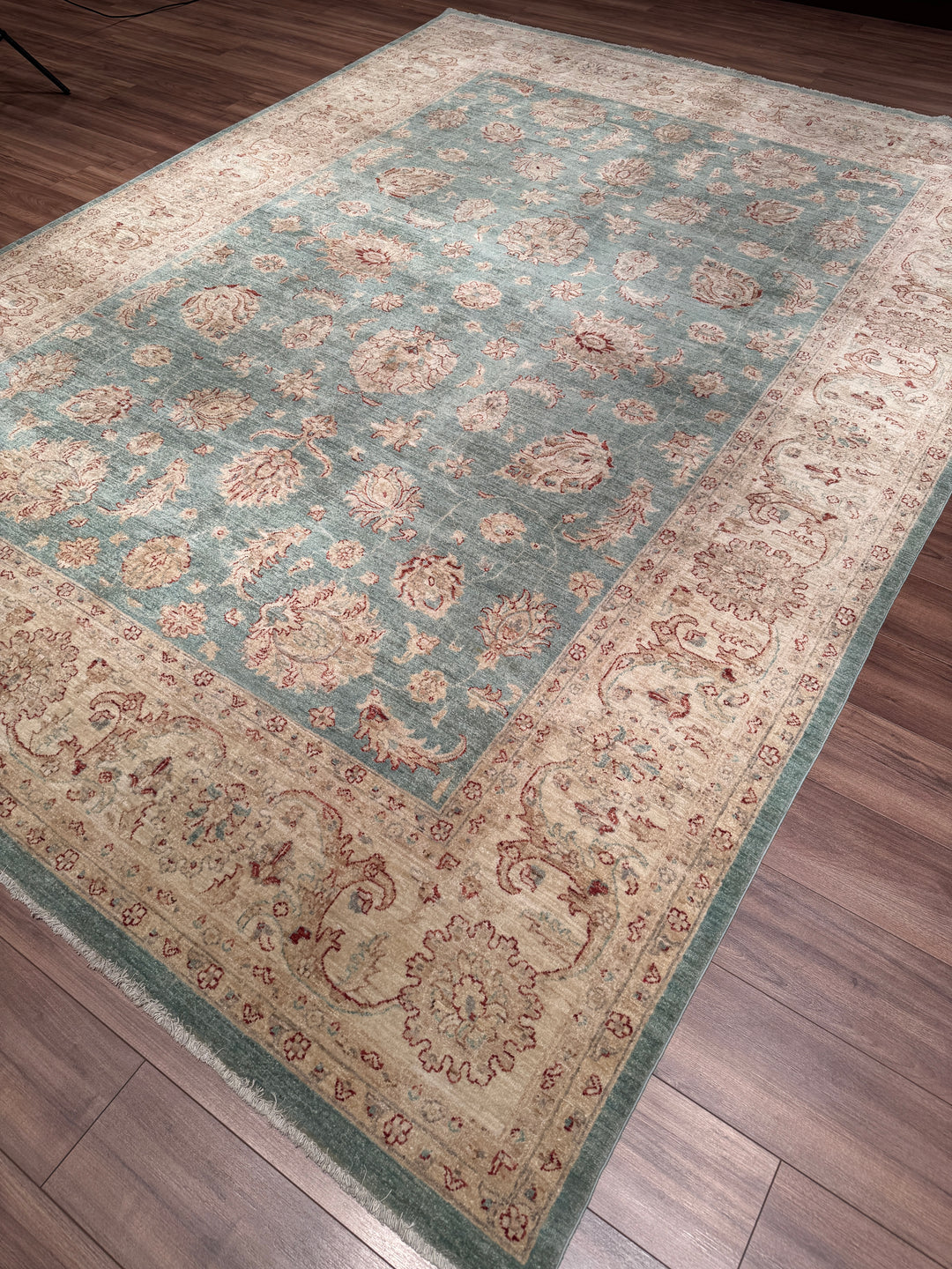 Uşak Orijinal El Dokuması Turkuaz Kök Boya Yün Halı 274x373 10.22 Metrekare - 10x14 ft