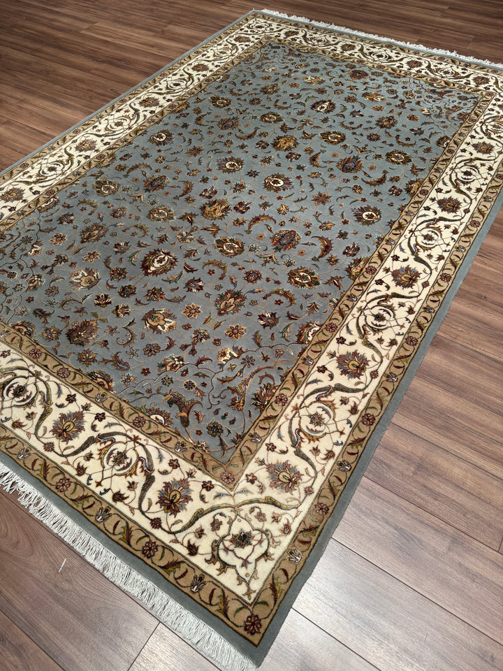 Hint Uşağı Orijinal El Dokuması Gri Yün Bambu Halı 204x306 6.24 Metrekare - 8x10 ft