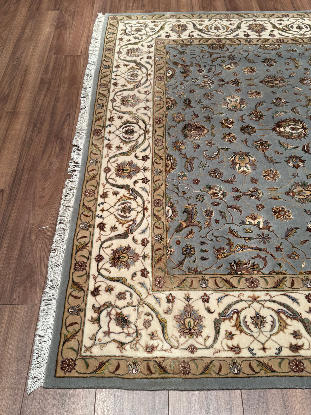 Hint Uşağı Orijinal El Dokuması Gri Yün Bambu Halı 204x306 6.24 Metrekare - 8x10 ft