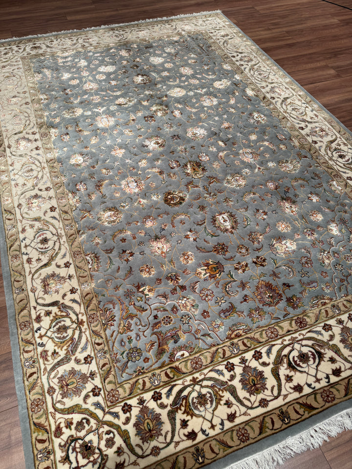 Hint Uşağı Orijinal El Dokuması Gri Yün Bambu Halı 204x306 6.24 Metrekare - 8x10 ft