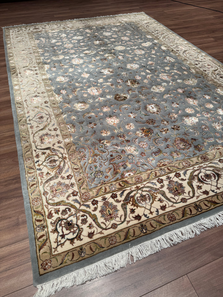 Hint Uşağı Orijinal El Dokuması Gri Yün Bambu Halı 204x306 6.24 Metrekare - 8x10 ft