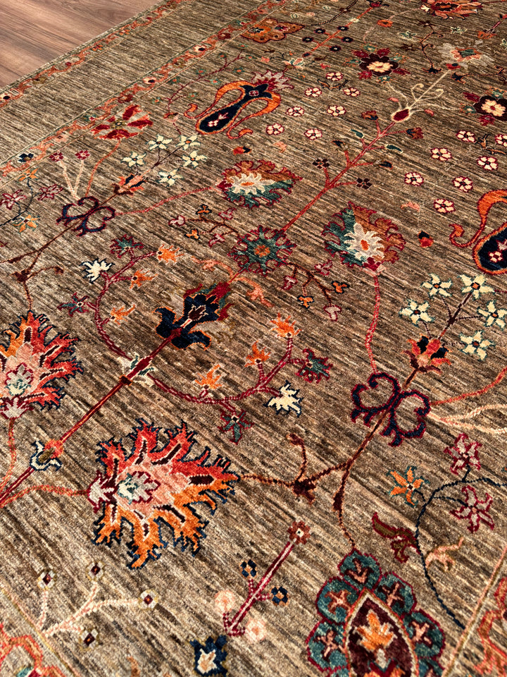 Sultani One Thousand and One Nights Original Handwoven Beige Root Dye Wool Rug 168x252 cm (4.23 square meters) - 5x8 ft