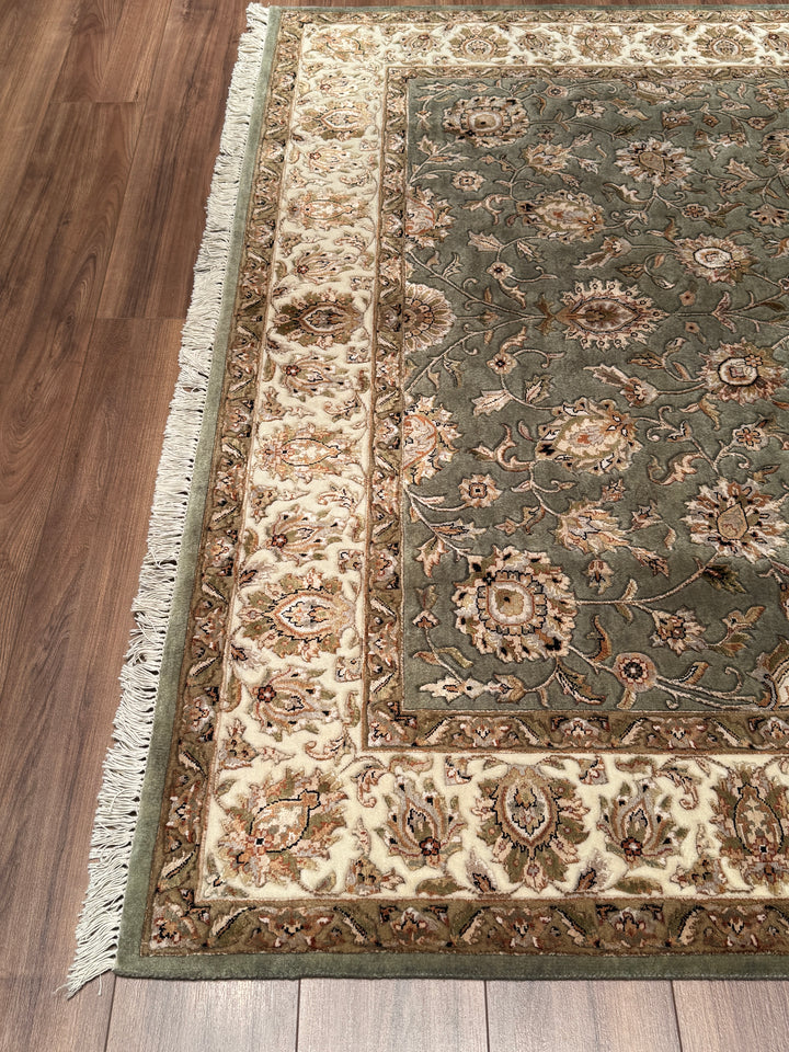 Hint Uşağı Orijinal El Dokuması Yeşil Yün Bambu Halı 200x298 5.96 Metrekare - 8x10 ft