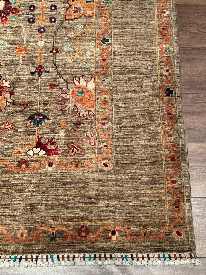Sultani One Thousand and One Nights Original Handwoven Beige Root Dye Wool Rug 168x252 cm (4.23 square meters) - 5x8 ft