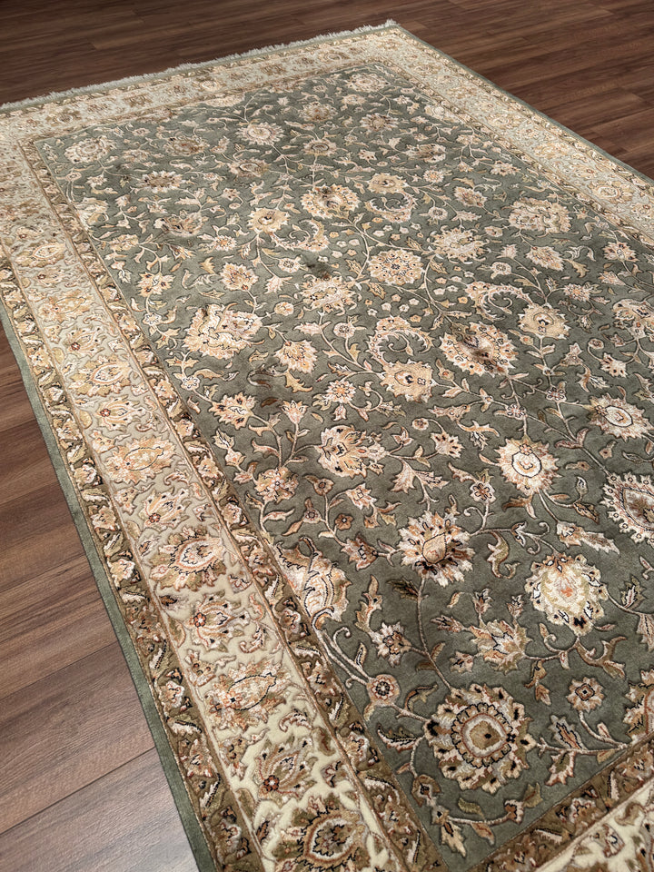 Hint Uşağı Orijinal El Dokuması Yeşil Yün Bambu Halı 200x298 5.96 Metrekare - 8x10 ft