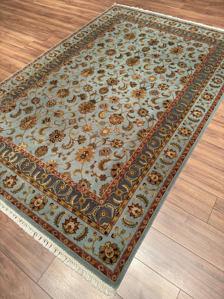 Hint Uşağı Aurora Orijinal El Dokuması Mavi Yün İpek Halı 185x279 5.16 Metrekare - 7x10 ft