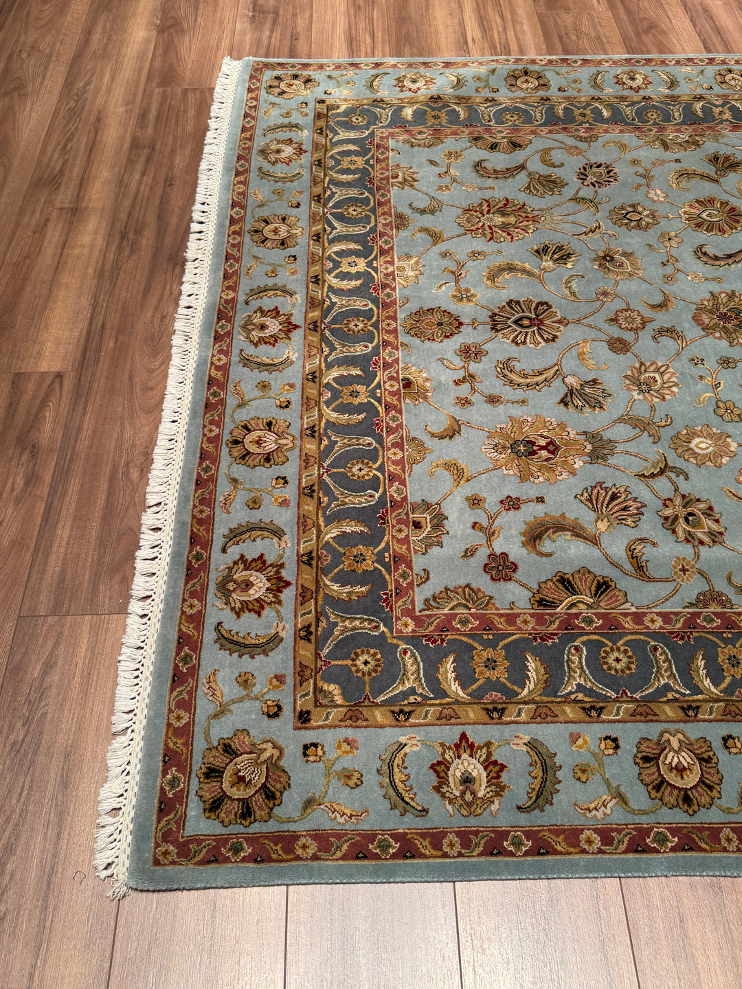 Hint Uşağı Aurora Orijinal El Dokuması Mavi Yün İpek Halı 185x279 5.16 Metrekare - 7x10 ft