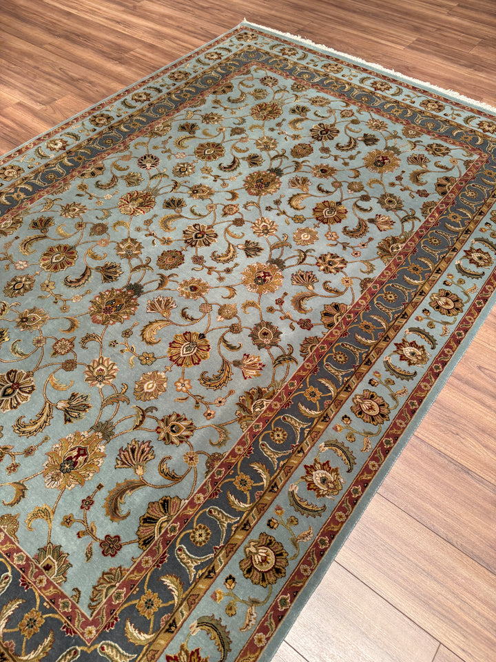 Hint Uşağı Aurora Orijinal El Dokuması Mavi Yün İpek Halı 185x279 5.16 Metrekare - 7x10 ft