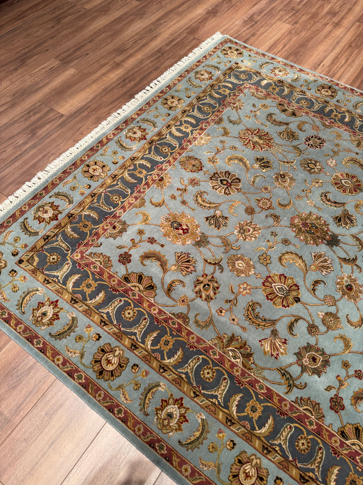Hint Uşağı Aurora Orijinal El Dokuması Mavi Yün İpek Halı 185x279 5.16 Metrekare - 7x10 ft