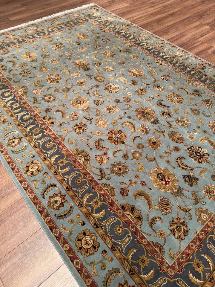 Hint Uşağı Aurora Orijinal El Dokuması Mavi Yün İpek Halı 185x279 5.16 Metrekare - 7x10 ft