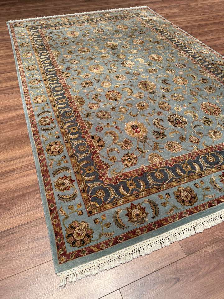 Hint Uşağı Aurora Orijinal El Dokuması Mavi Yün İpek Halı 185x279 5.16 Metrekare - 7x10 ft