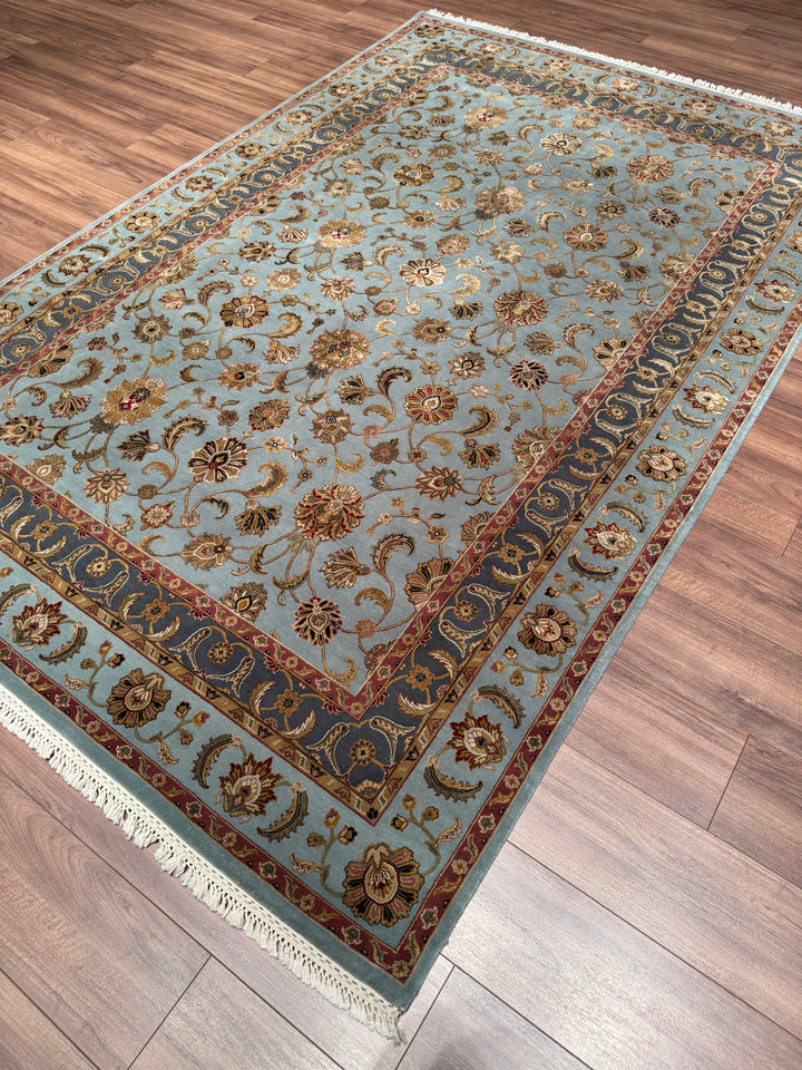 Hint Uşağı Aurora Orijinal El Dokuması Mavi Yün İpek Halı 185x279 5.16 Metrekare - 7x10 ft