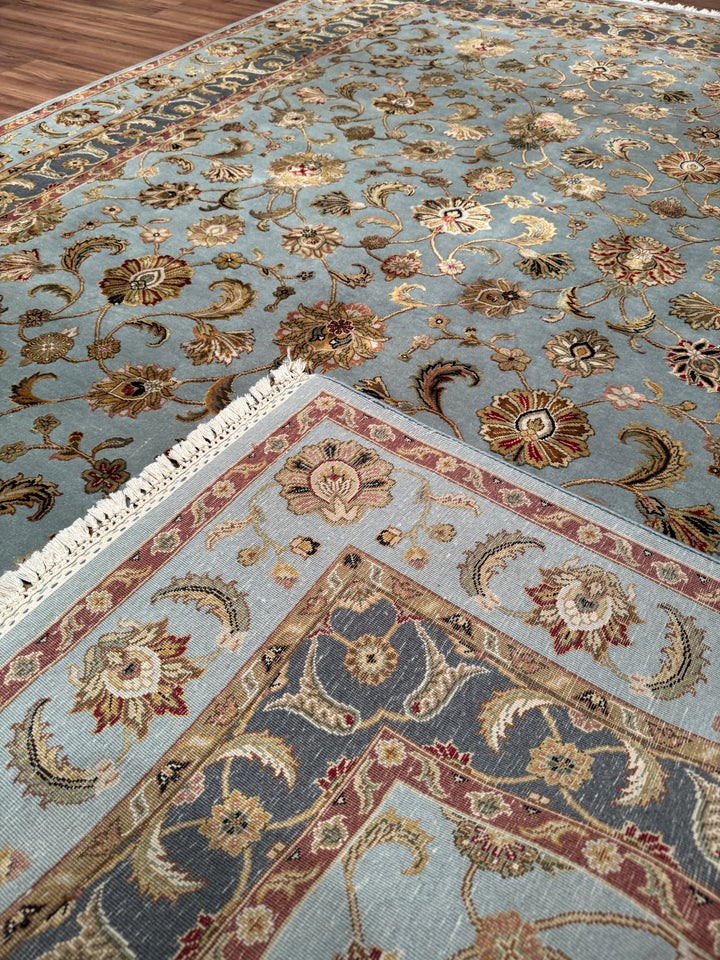 Hint Uşağı Aurora Orijinal El Dokuması Mavi Yün İpek Halı 185x279 5.16 Metrekare - 7x10 ft