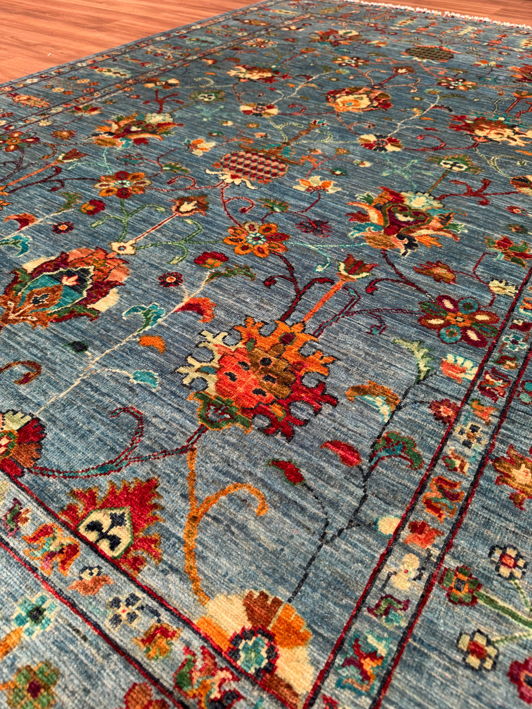 Sultani One Thousand and One Nights Original Handwoven Blue Root Dye Wool Rug 170x249 cm (4.23 square meters) - 6x8 ft 
