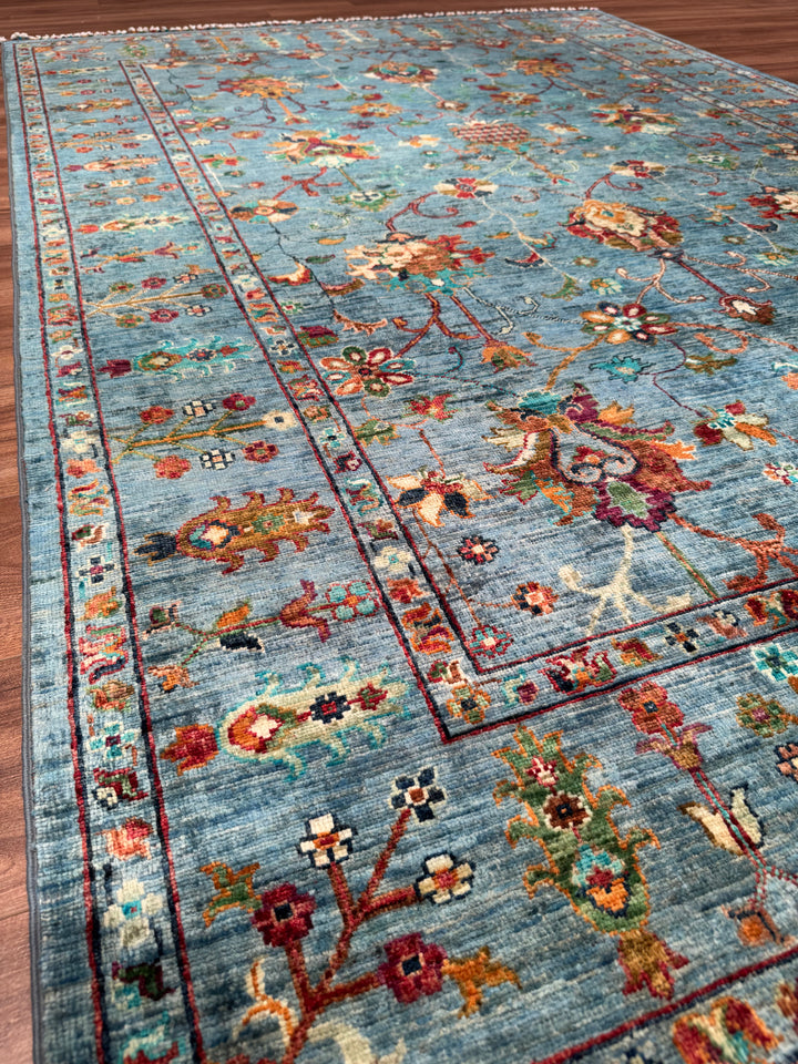 Sultani One Thousand and One Nights Original Handwoven Blue Root Dye Wool Rug 170x249 cm (4.23 square meters) - 6x8 ft 