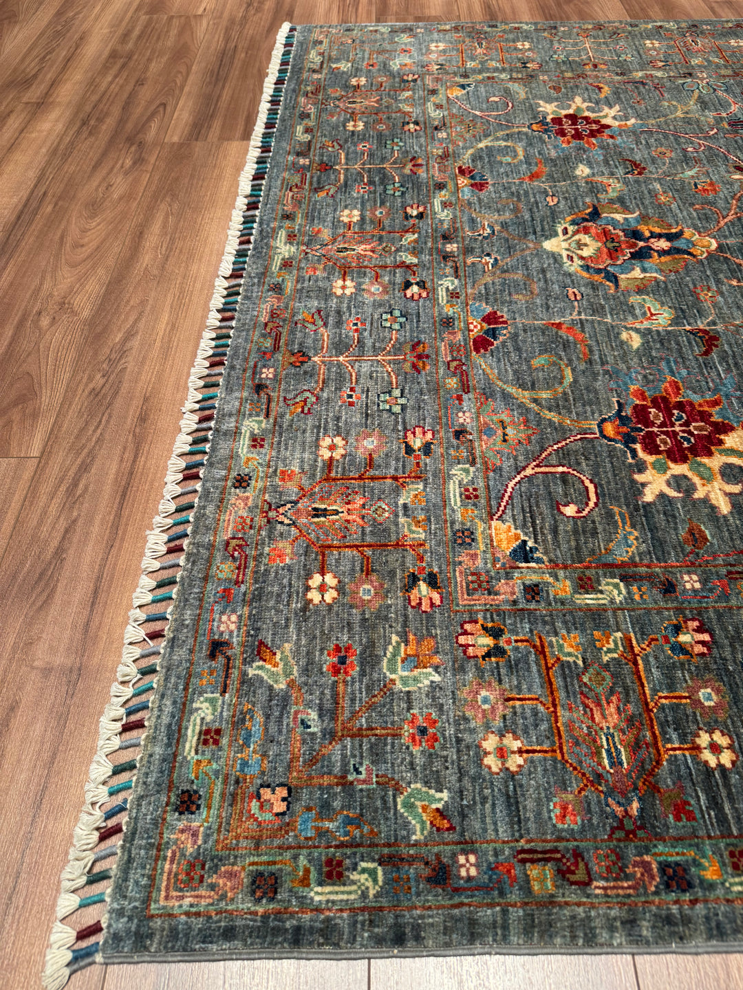 Sultani One Thousand and One Nights Original Handwoven Grey Root Dye Wool Rug 174x266 cm (4.63 square meters) - 5x8 ft 