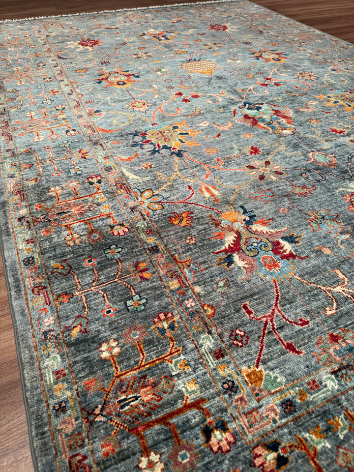 Sultani One Thousand and One Nights Original Handwoven Grey Root Dye Wool Rug 174x266 cm (4.63 square meters) - 5x8 ft 