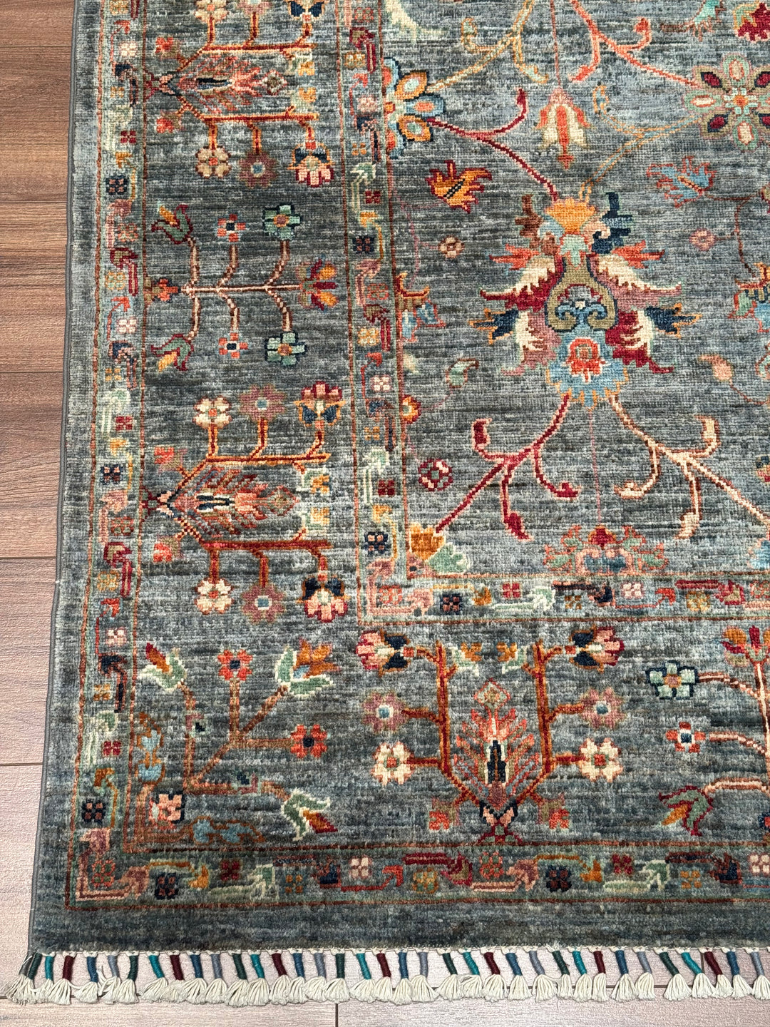 Sultani One Thousand and One Nights Original Handwoven Grey Root Dye Wool Rug 174x266 cm (4.63 square meters) - 5x8 ft 