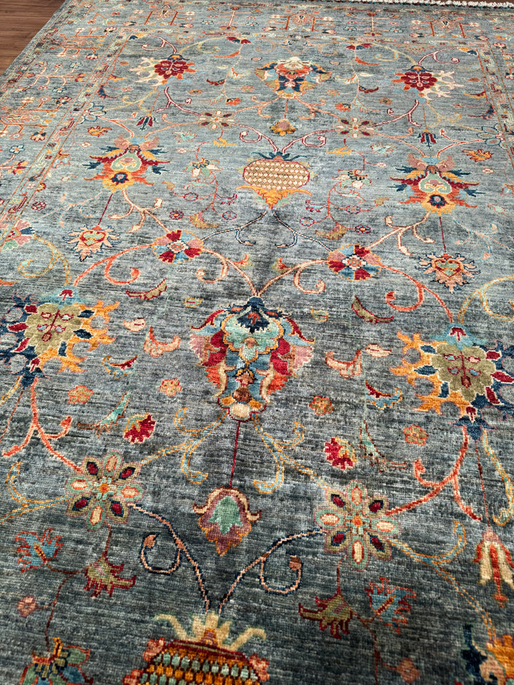 Sultani One Thousand and One Nights Original Handwoven Grey Root Dye Wool Rug 174x266 cm (4.63 square meters) - 5x8 ft 