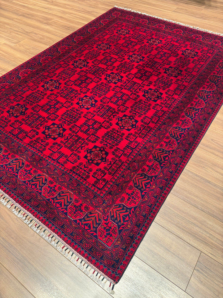 Afghan Rug Hamyap Original Handwoven Root Dyed Wool 168x240 4.03 Square Meters - 5x7 ft 