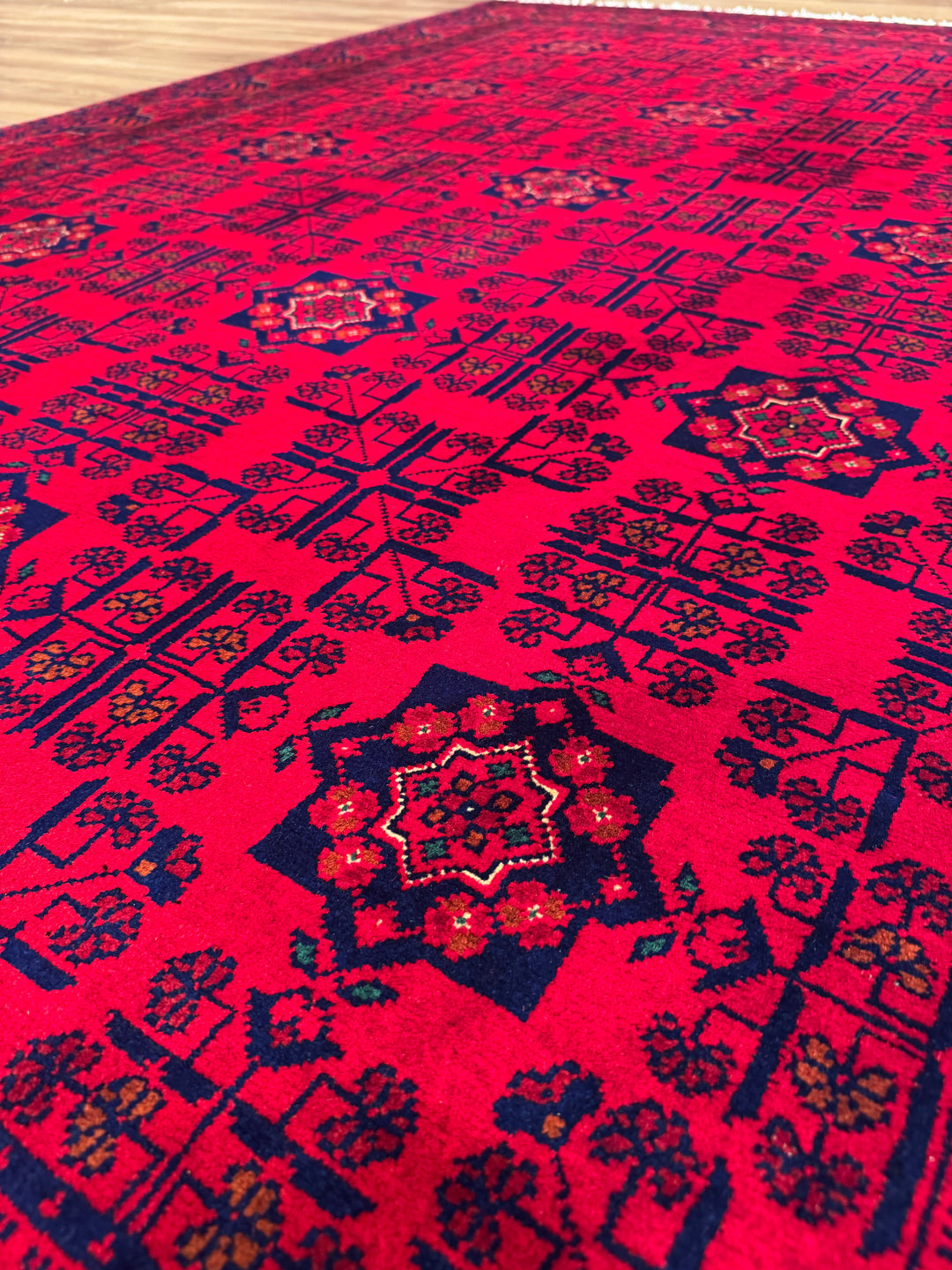 Afghan Rug Hamyap Original Handwoven Root Dyed Wool 168x240 4.03 Square Meters - 5x7 ft 