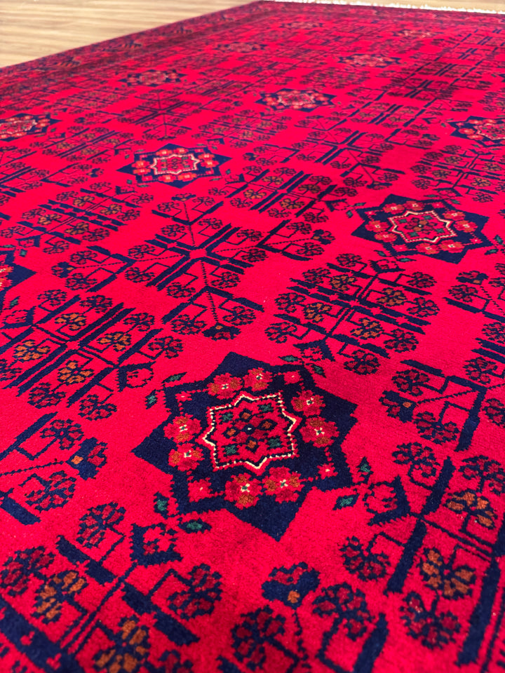 Afghan Rug Hamyap Original Handwoven Root Dyed Wool 168x240 4.03 Square Meters - 5x7 ft 