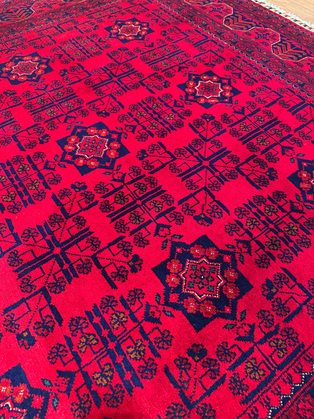 Afghan Rug Hamyap Original Handwoven Root Dyed Wool 168x240 4.03 Square Meters - 5x7 ft 