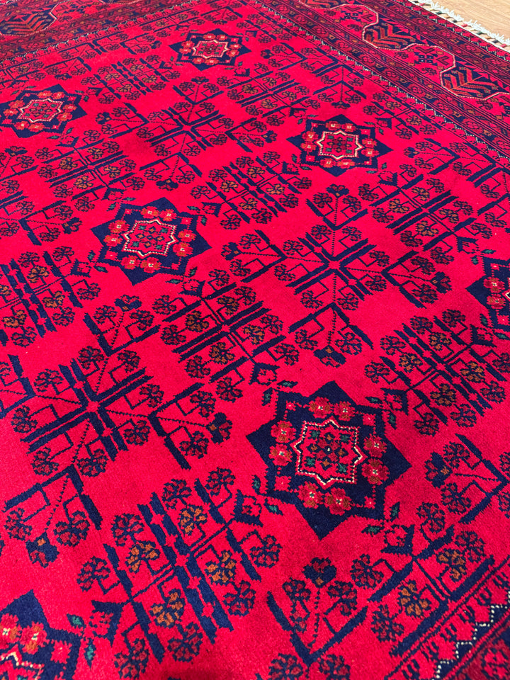 Afghan Rug Hamyap Original Handwoven Root Dyed Wool 168x240 4.03 Square Meters - 5x7 ft 