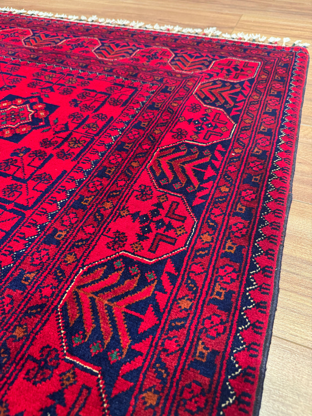 Afghan Rug Hamyap Original Handwoven Root Dyed Wool 168x240 4.03 Square Meters - 5x7 ft 