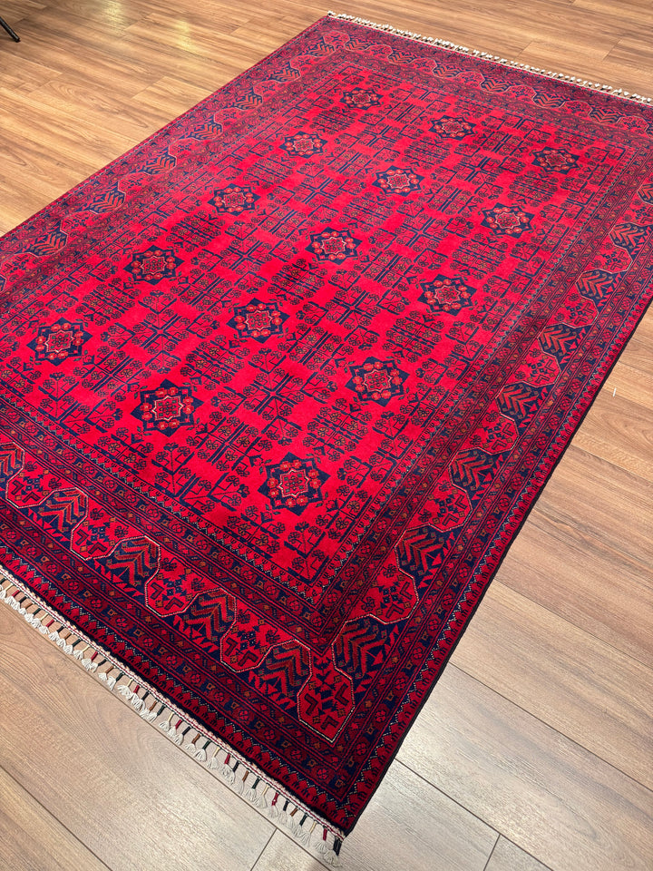 Afghan Rug Hamyap Original Handwoven Root Dyed Wool 168x240 4.03 Square Meters - 5x7 ft 