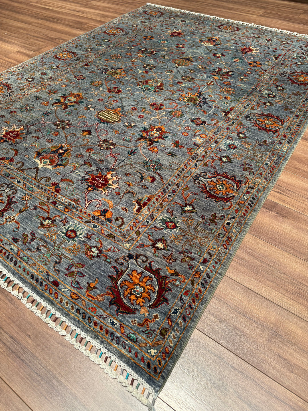 Sultani One Thousand and One Nights Original Handwoven Grey Root Dye Wool Rug 175x245 cm (4.29 square meters) - 5x8 ft 