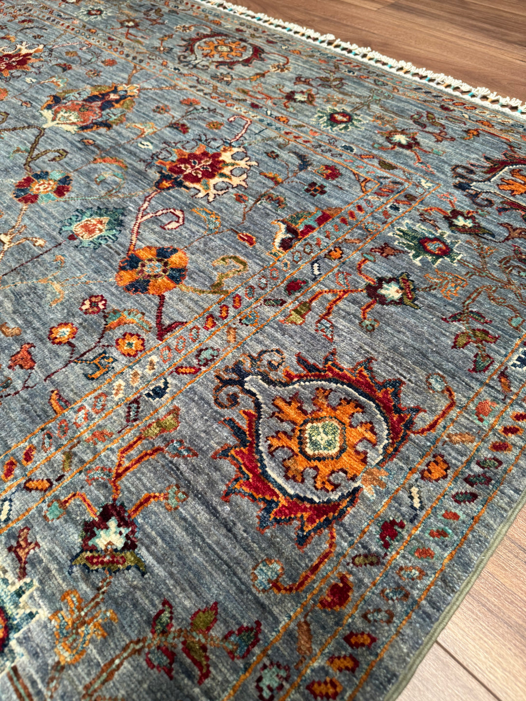 Sultani One Thousand and One Nights Original Handwoven Grey Root Dye Wool Rug 175x245 cm (4.29 square meters) - 5x8 ft 