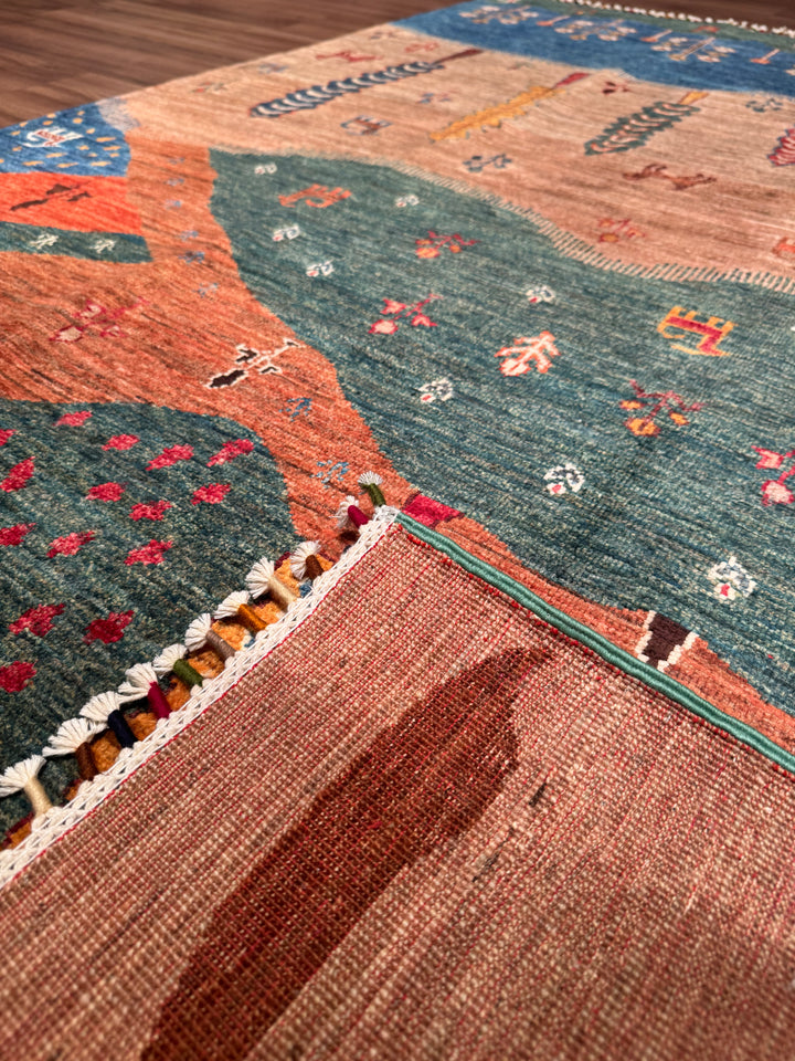 سجادة سلطاني شجرة الحياة الأصلية المصنوعة يدويًا من الصوف المصبوغ متعدد الجذور، 174 × 251، 4.37 متر مربع - 5 × 8 قدم