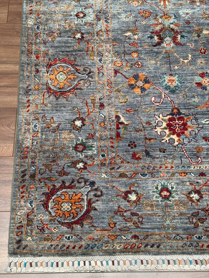 Sultani One Thousand and One Nights Original Handwoven Grey Root Dye Wool Rug 175x245 cm (4.29 square meters) - 5x8 ft 