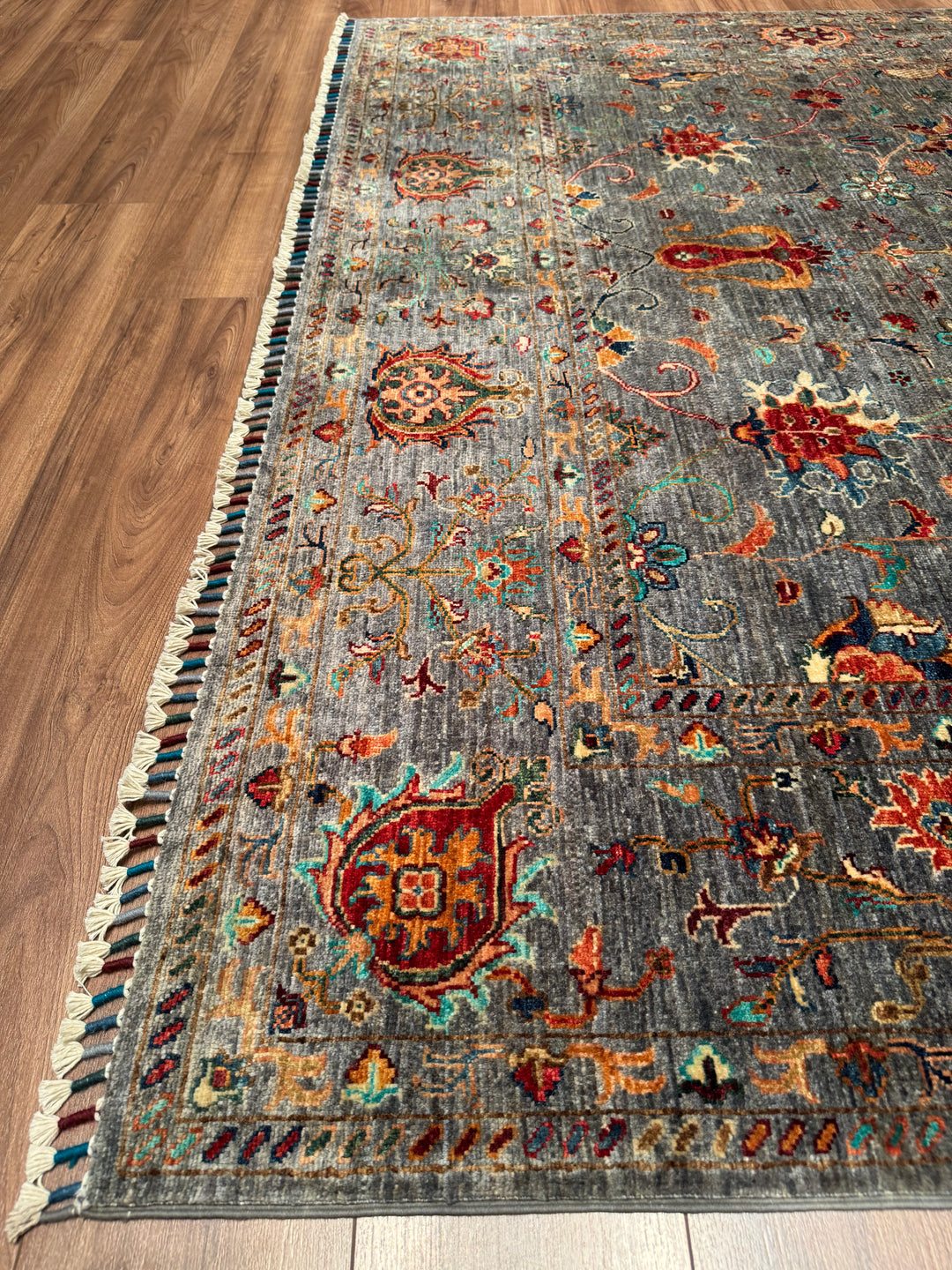 Sultani One Thousand and One Nights Original Handwoven Grey Root Dye Wool Rug 215x298 cm (6.41 square meters) - 8x10 ft 