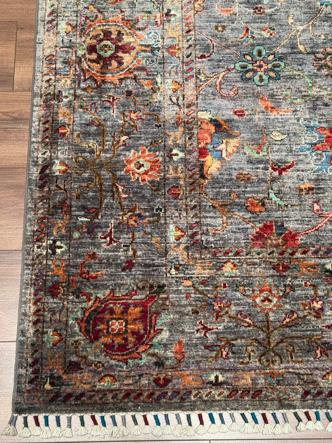 Sultani One Thousand and One Nights Original Handwoven Grey Root Dye Wool Rug 215x298 cm (6.41 square meters) - 8x10 ft 