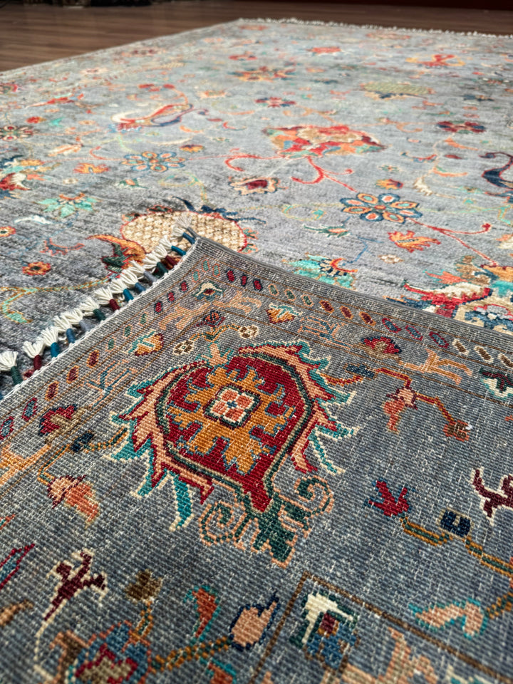 Sultani One Thousand and One Nights Original Handwoven Grey Root Dye Wool Rug 215x298 cm (6.41 square meters) - 8x10 ft 