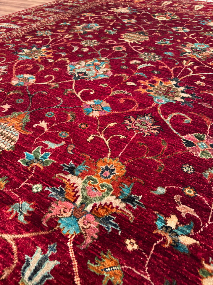 Sultani One Thousand and One Nights Original Handwoven Red Root Dye Wool Rug 215x312 cm (6.71 square meters) - 8x10 ft 