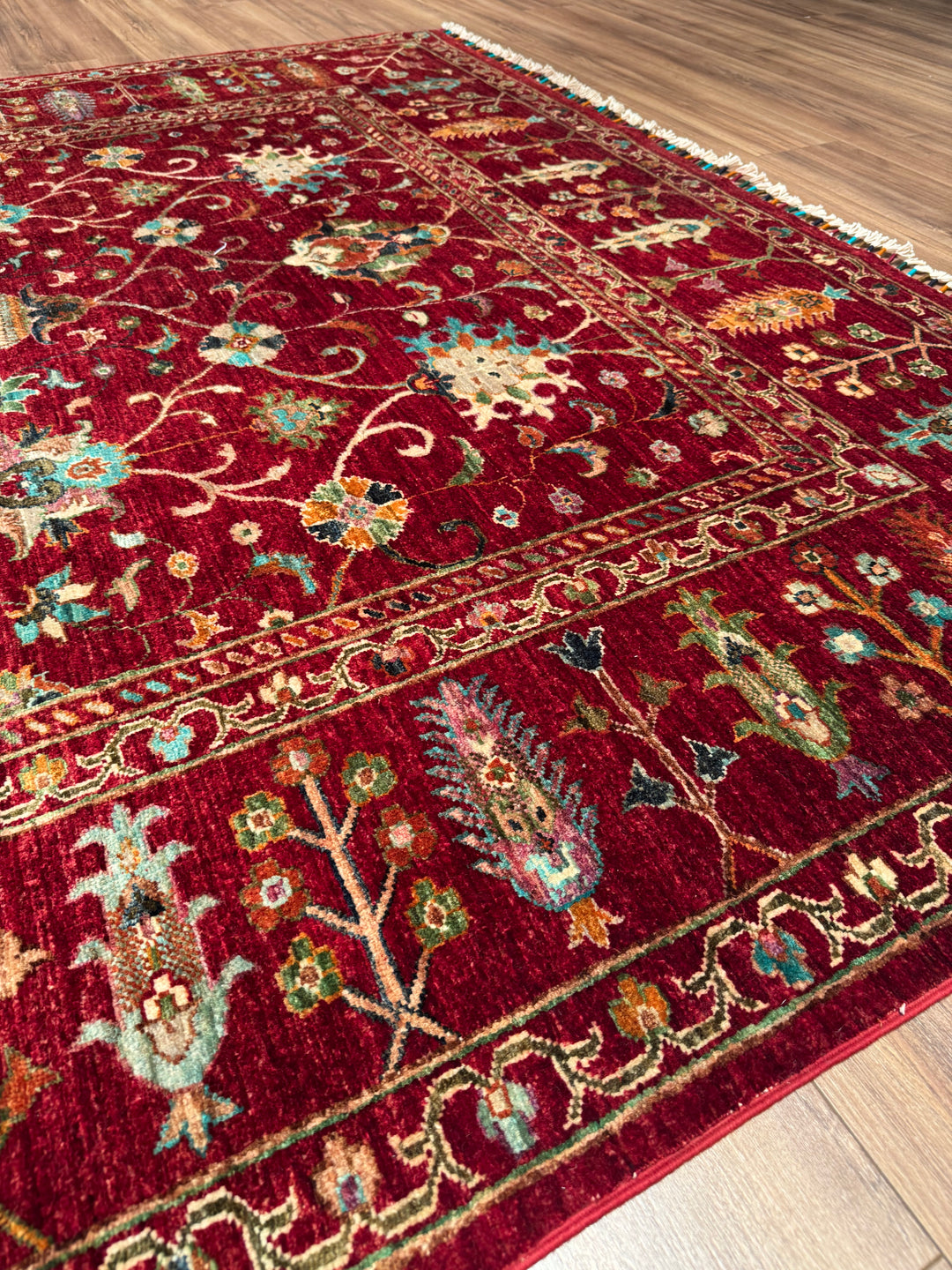 Sultani One Thousand and One Nights Original Handwoven Red Root Dye Wool Rug 215x312 cm (6.71 square meters) - 8x10 ft 