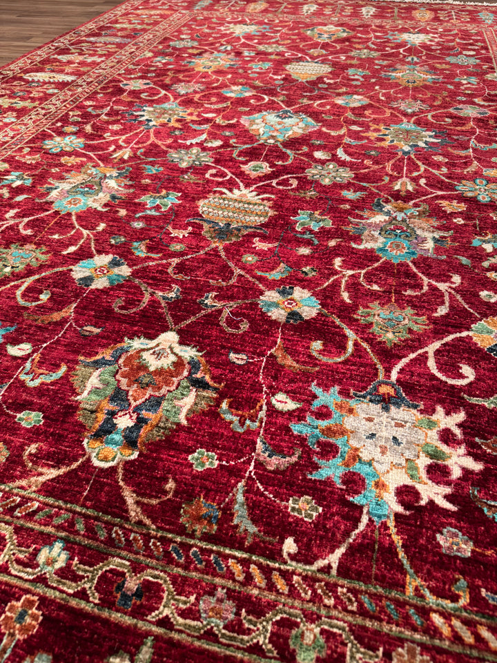 Sultani One Thousand and One Nights Original Handwoven Red Root Dye Wool Rug 215x312 cm (6.71 square meters) - 8x10 ft 
