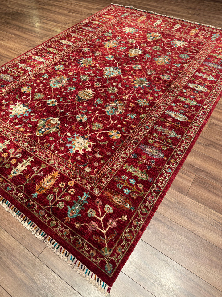 Sultani One Thousand and One Nights Original Handwoven Red Root Dye Wool Rug 215x312 cm (6.71 square meters) - 8x10 ft 