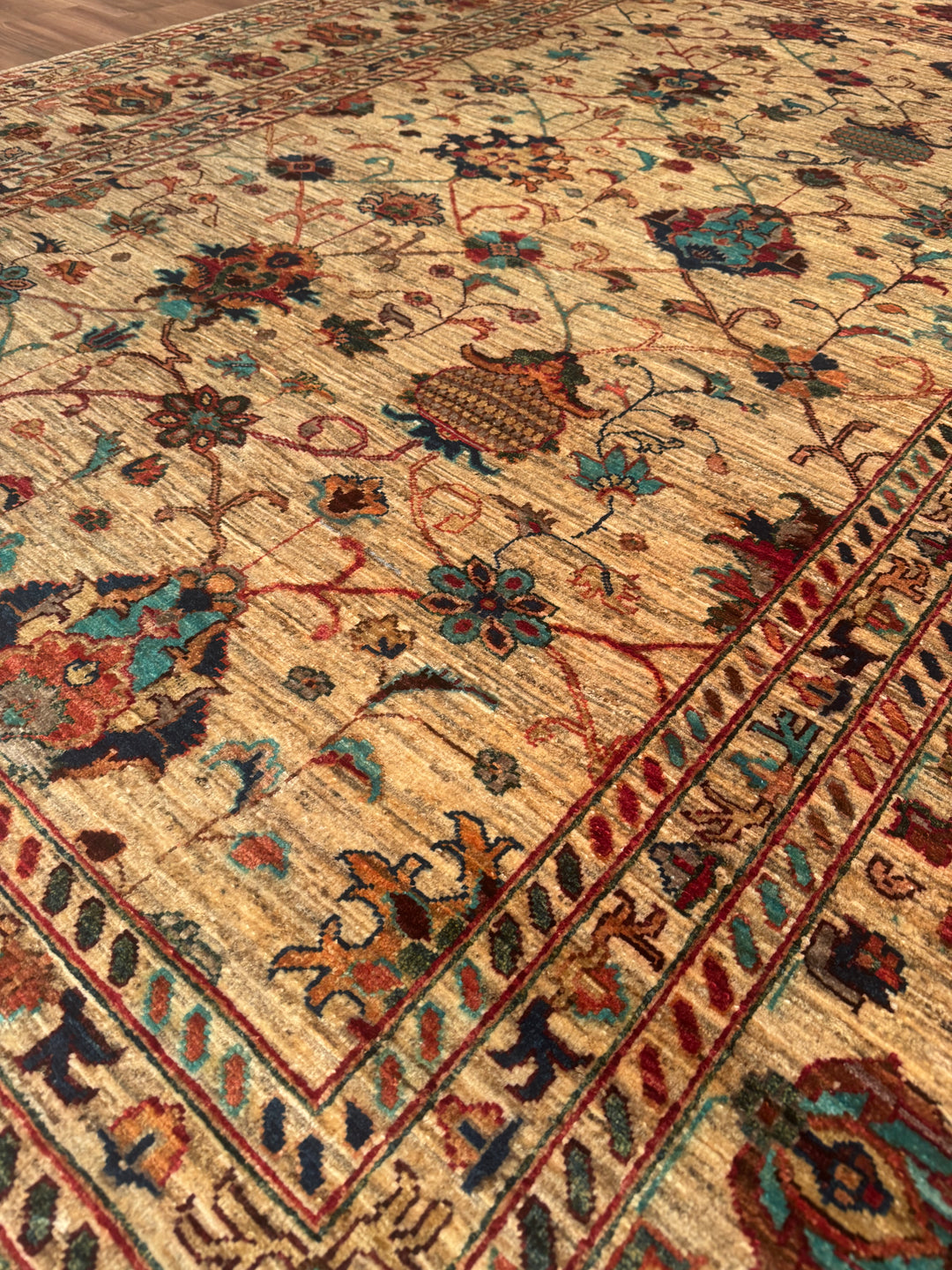 Sultani One Thousand and One Nights Original Handwoven Beige Root Dye Wool Rug 206x300 cm (6.18 square meters) - 7x10 ft 