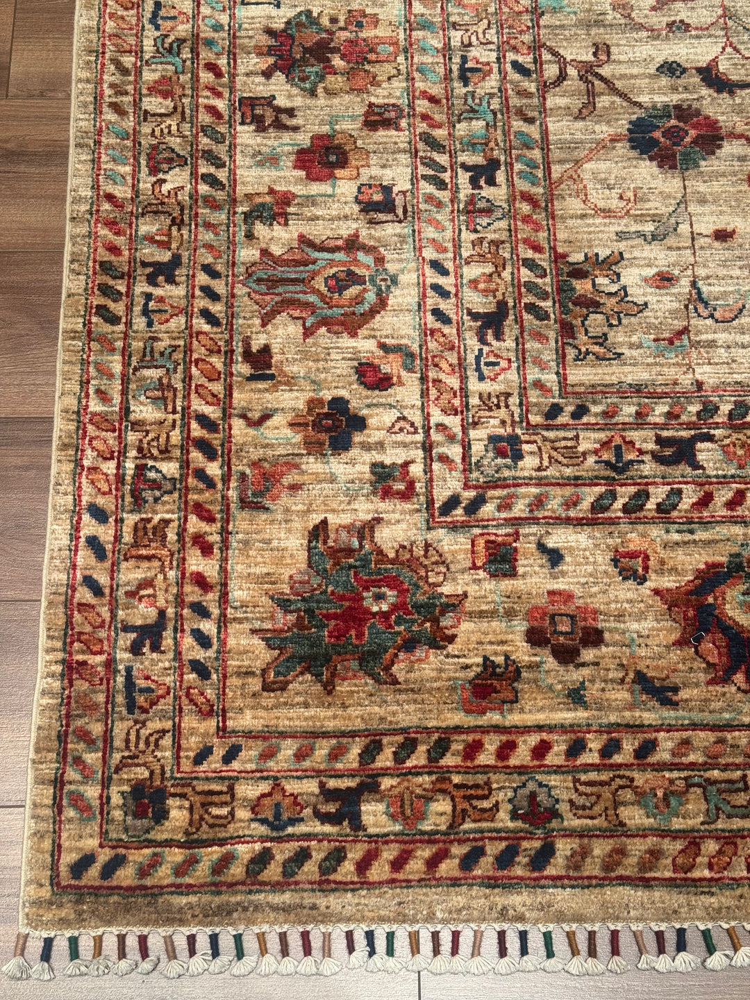 Sultani One Thousand and One Nights Original Handwoven Beige Root Dye Wool Rug 206x300 cm (6.18 square meters) - 7x10 ft 